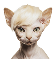 Cat with unusual hairstyle and striking features png