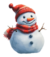 Cheerful snowman with red hat and scarf png