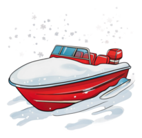 Boat covered in snow during winter weather png