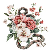 Floral display with a decorative snake png