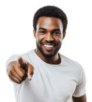Smiling man pointing confidently at the camera png