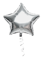 Shiny silver star balloon floating in the air png