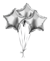 Silver star balloons create festive atmosphere png