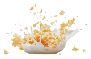 Milk splash with popcorn creates a dynamic scene png