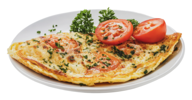 Omelet with fresh tomatoes and herbs png