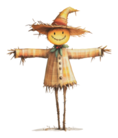 Scarecrow standing in a sunny field during autumn png
