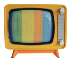 Retro television set with colorful static display png