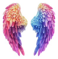 Vibrant feathered wings in a surreal design png
