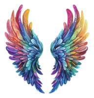 Colorful angel wings with intricate patterns png