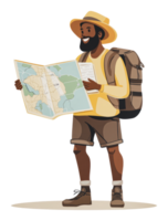 Hiker exploring nature with a map in hand png