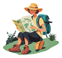 Exploring nature with a map during a hike png