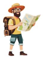 Hiker exploring new trails with a map in hand png
