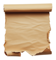 Torn brown paper scroll with a rustic appearance png