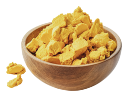 Natural yellow substance in wooden bowl png