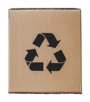 Recyclable cardboard box with recycling symbol png