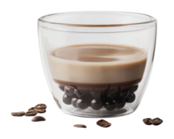 Savoring layered coffee with tapioca pearls png