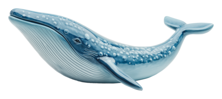 Beautiful blue whale sculpture on display png