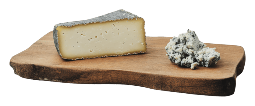 delicioso queso desplegado en de madera tablero png