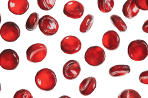 Red blood cells scattered over a white background png