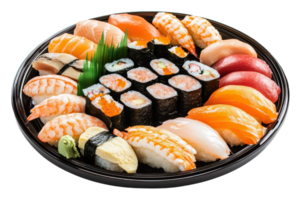 Assorted fresh sushi platter png