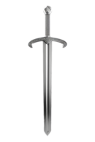 decorativo medieval espada con intrincado empuñadura desplegado en aislado antecedentes png