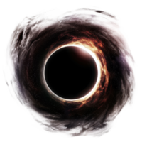 A Swirling Cosmic Black Hole Surrounded by Fiery Gas in Deep Space png