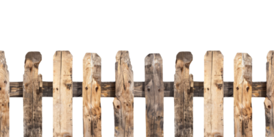 Wooden Fence on Isolated Background. Rustic Weathered Wooden Fence with Vertical Slats png