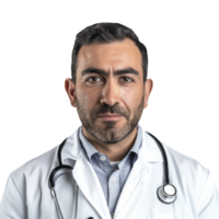 Closeup Portrait of a Male Doctor with Stethoscope. Healthcare Professional in Lab Coat and Stethoscope png