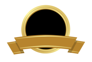 golden oval frame with black ribbon on transparent background png