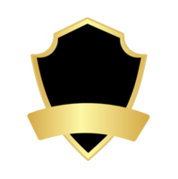 gold shield with black ribbon on transparent background png
