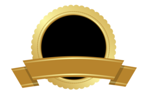 golden oval frame with ribbon on transparent background png