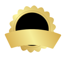 golden badge with black border on transparent background png