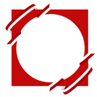 a red and white circular frame with a white arrow png