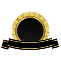 golden award badge with ribbon on transparent background png
