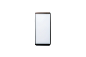 Minimalist smartphone display with blank white screen on transparent background, perfect for digital product showcases. png