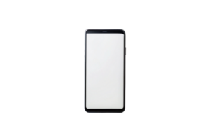 Isolated mobile phone with empty screen on transparent backdrop, suitable for mockups or UI design display. png