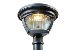 Street light with LED components and clear glass cover for infrastructure and lighting themes. png