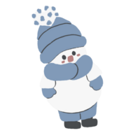 Isolate snowman with blue hat and scarf. png