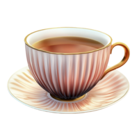 Elegant Twisted Teacup with Saucer png