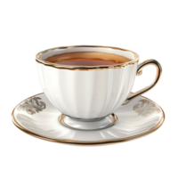 Vintage Fluted Teacup with Saucer png