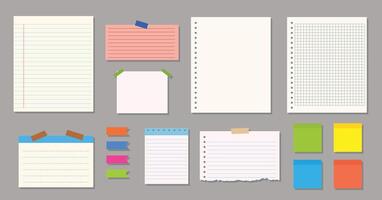 Blank notepad pages and tape, sticky tape vector