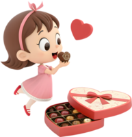 Adorable Valentines Chocolate Box in Hands of Cartoon. . png