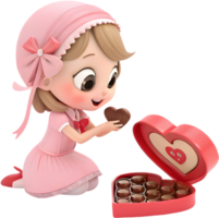Charming Valentines Chocolate Box Displayed by Adorable Cartoon. . png