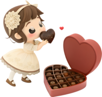 Charming Valentines Day Chocolate Box with Cartoon Character. . png