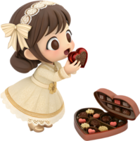 Valentine Chocolate Box Elegantly Presented by Cartoon Character. . png