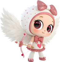 Charming Kawaii Girl Posing Playfully as Cupid Character. . png