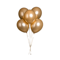 Elegant gold balloons with glossy finish on transparent background for celebrations png