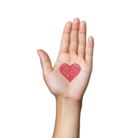 Hand with Heart Drawing on Palm Image with Transparent Background png