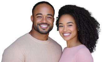 Smiling couple portrait with transparent background showcasing joy and connection png