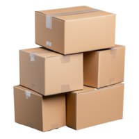 Stacked cardboard boxes with transparent background for versatile design use png